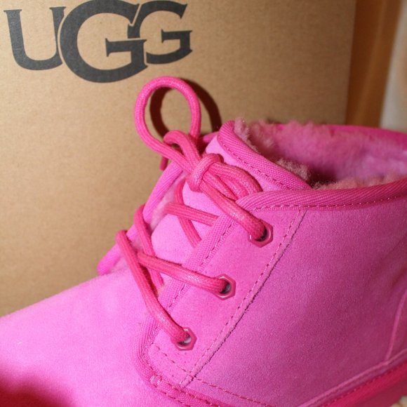 NIB UGG WOMEN NEUMEL TAFFY PINK SUEDE SHEARLING LINED LACE UP ANKLE WINTER BOOTS - Picture 5 of 8